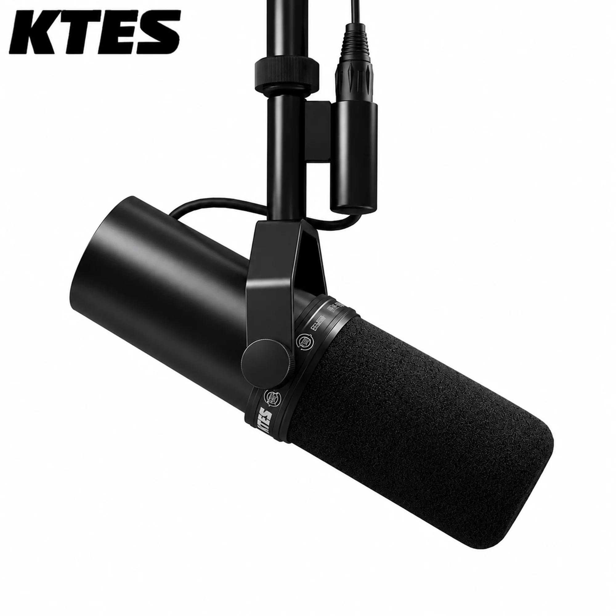 KTES SM7X Cardioid Dynamic Microphone XLR Metal Broadcast Vocal Mic with Windscreen for Podcast Studio Recording Streaming