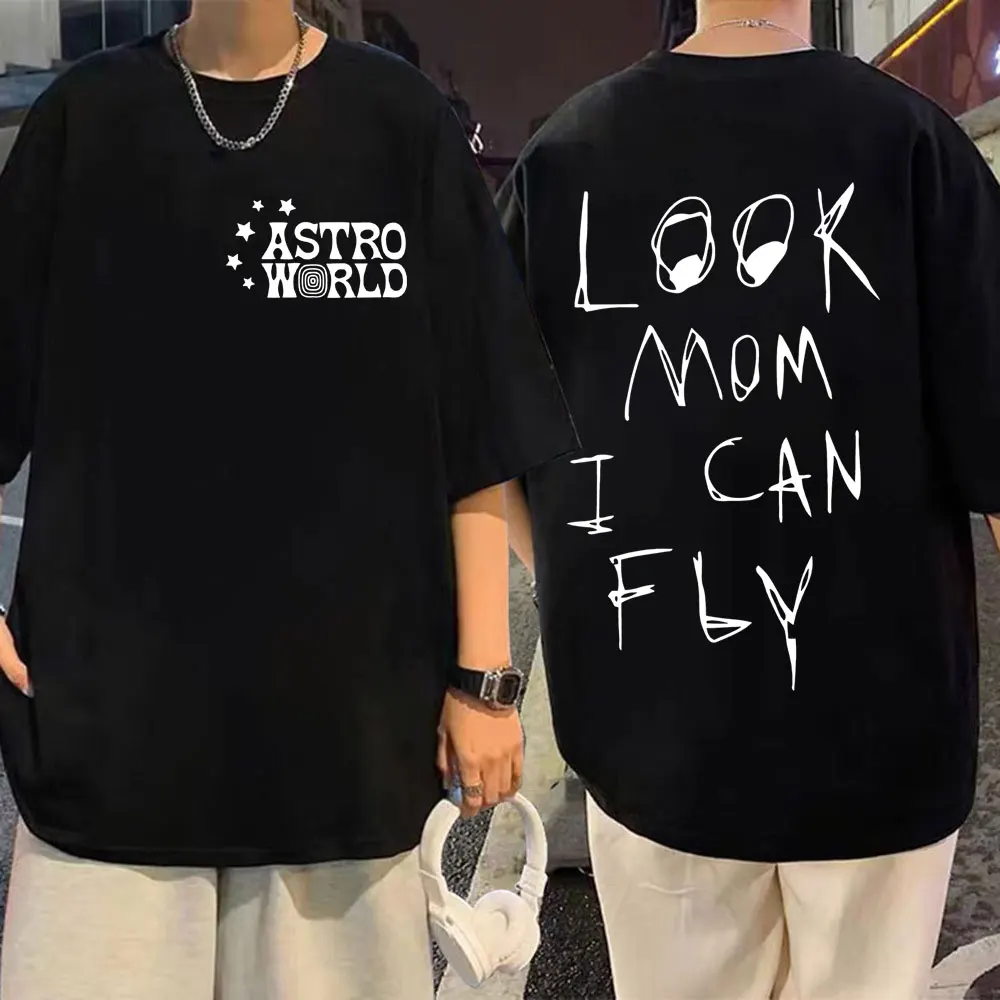 

Rapper Cactus Jack LOOK MOM I CAN FLY Print T Shirt Men Women Hip Hop Fashion Short Sleeve T-shirt Summer Casual Cotton T-shirts