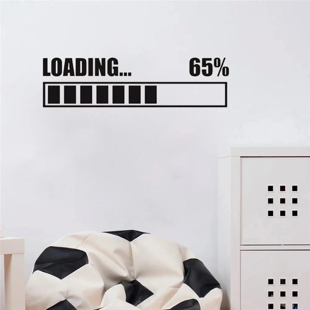 1 pc hot sale Game Loading 65% Wall Decal Gaming Gamer Wall Sticker Self Adhesive Vinyl Waterproof Wall Art Decal for game room
