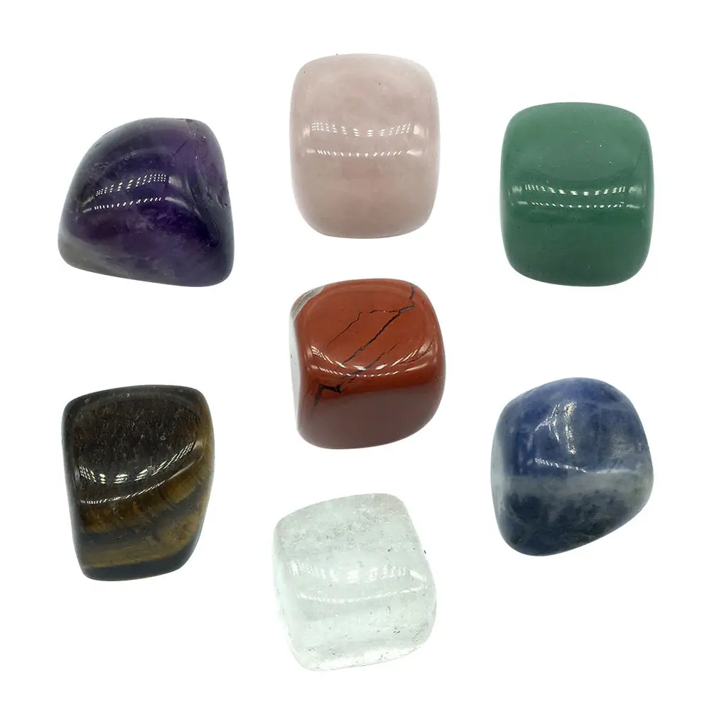 7Pcs Chakra Healing Crystal Stones Set Yoga Energy Balance Natural Tumbled Stones for Cleansing Therapy