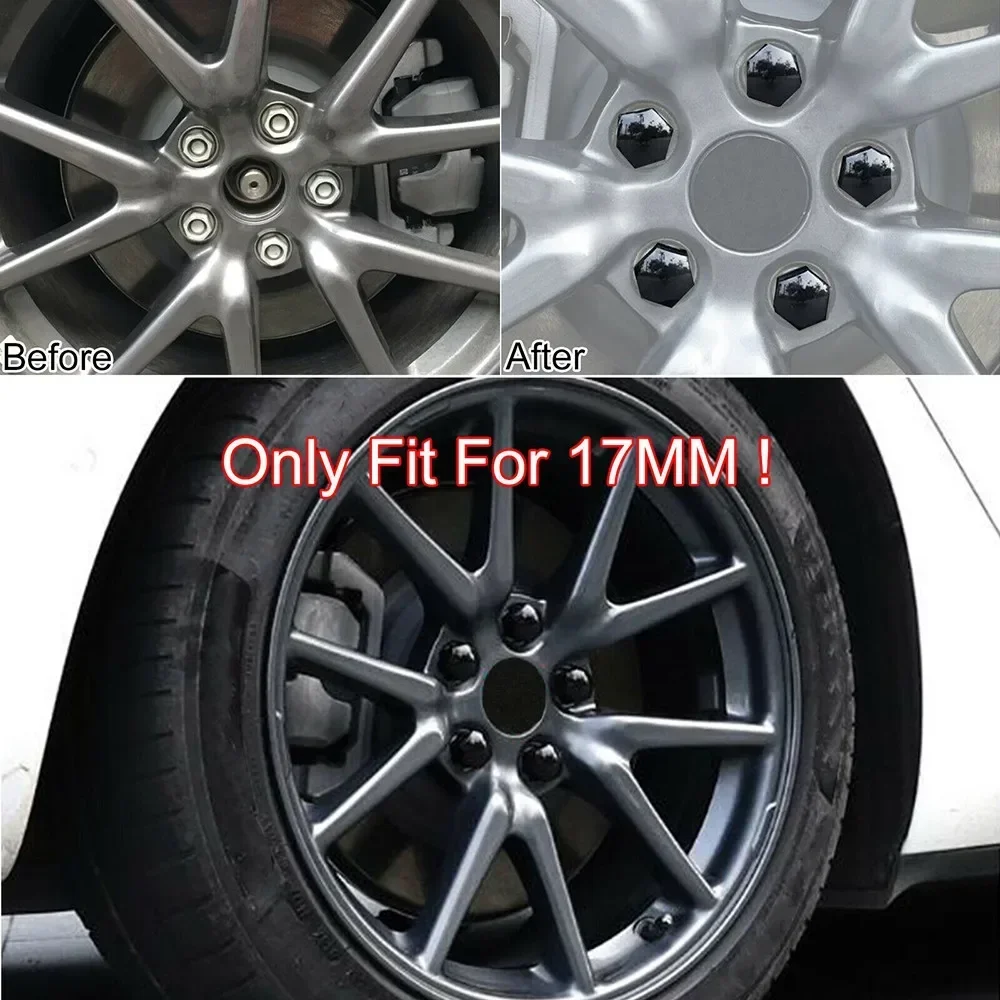 24pcs 17 MM Black Wheel Nut Bolt Trim Studs Cover Cap For Opel For BMW Plastic For Car Wheel 17MM 0.66in Bolts Or Nut