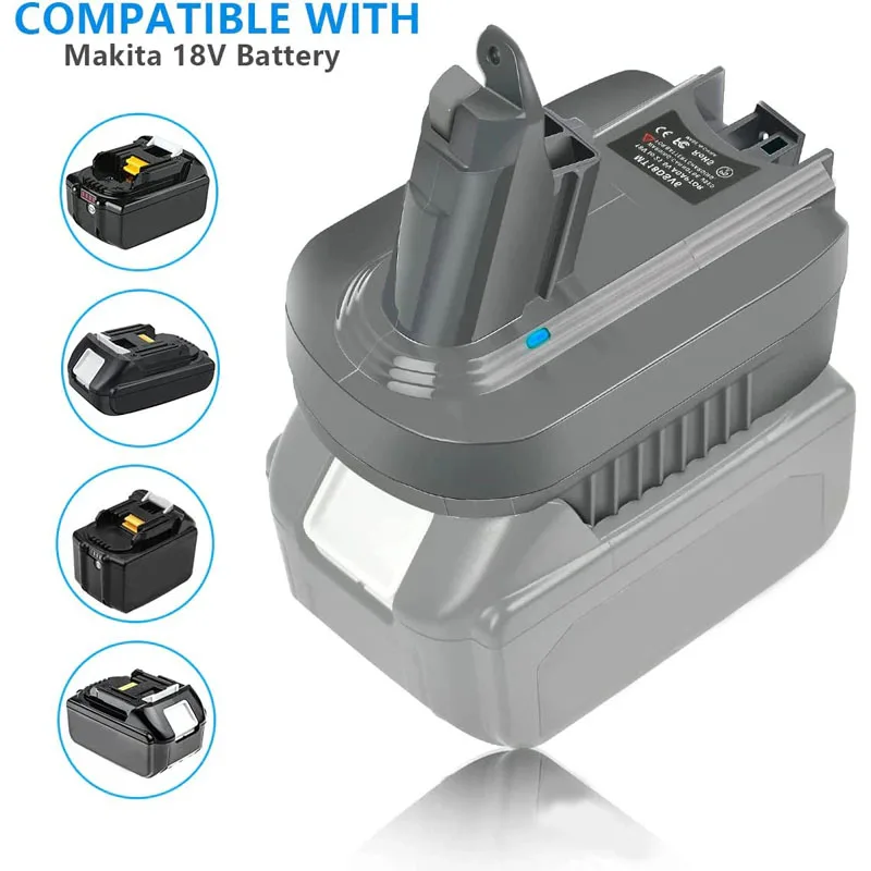 Imagem -04 - Aspirador sem Fio Adaptador de Bateria de Lítio Conversor para Dyson v6 v7 v8 Makita Dewalt Milwaukee 18v