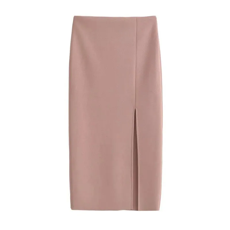 Zomer Nieuwe Hoge Taille Zijsplit Lange Rok Vrouwen Bodycon A-lijn Rok Ele Ladylike Sle Sexy Katoen Busin Casual