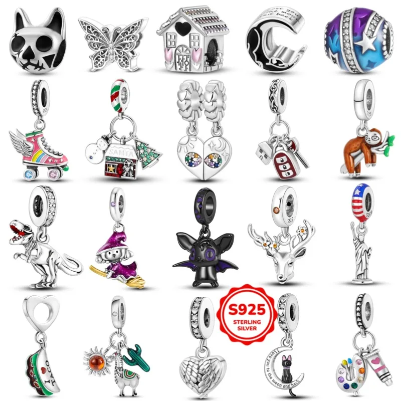 Original 925 sterling silver retro hollow pattern butterfly string pendant suitable for bracelets and jewelry