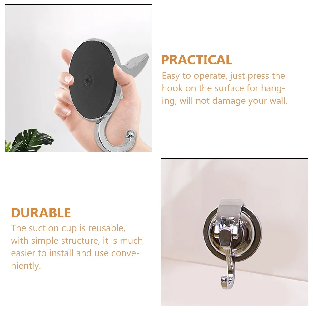 

2 pcs Suction Cup Hooks Wall Traceless Hanger Silver Small Utilities Coat Rack Bathroom Kitchen Storage Space Saving