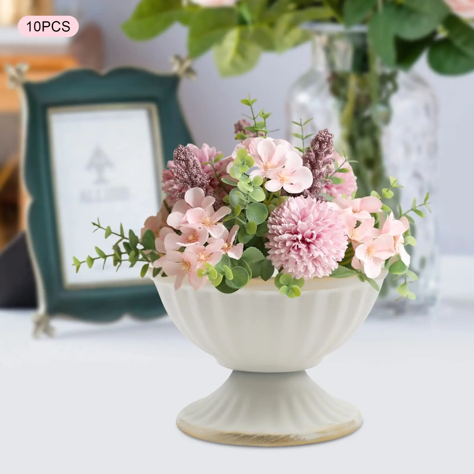 미니 화이트 꽃꽂이 화분 10개 (센터피스용), 2.6인치 웨딩 테이블 꽃병/화분 장식, 트럼펫 화분 (홈용)