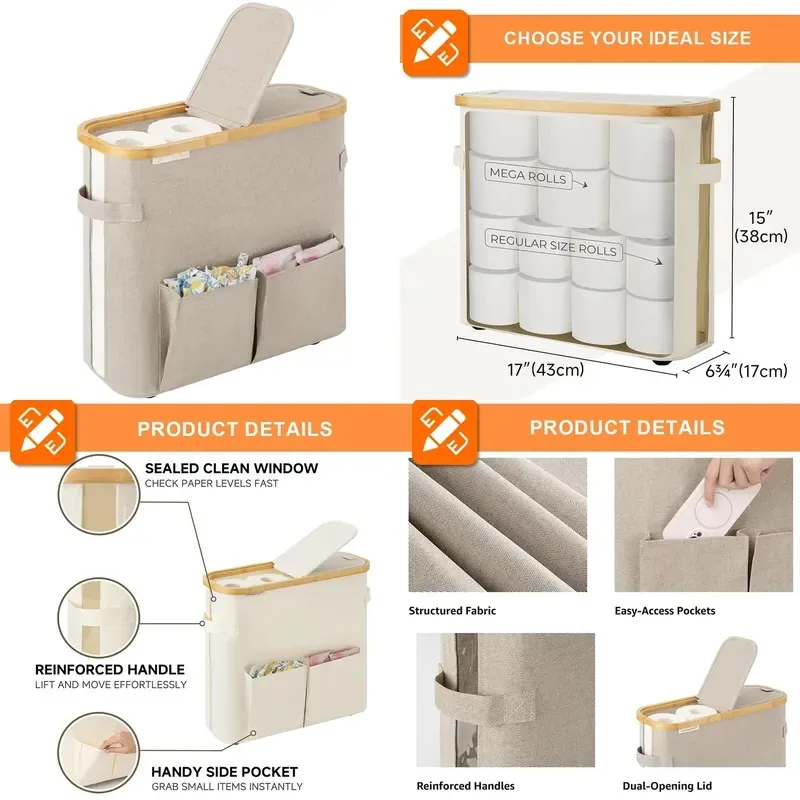 Foldable Toilet Paper Storage Basket Double Flip Bathroom Organizer Household Wall Mounted Tissue Holder Space Saving Box