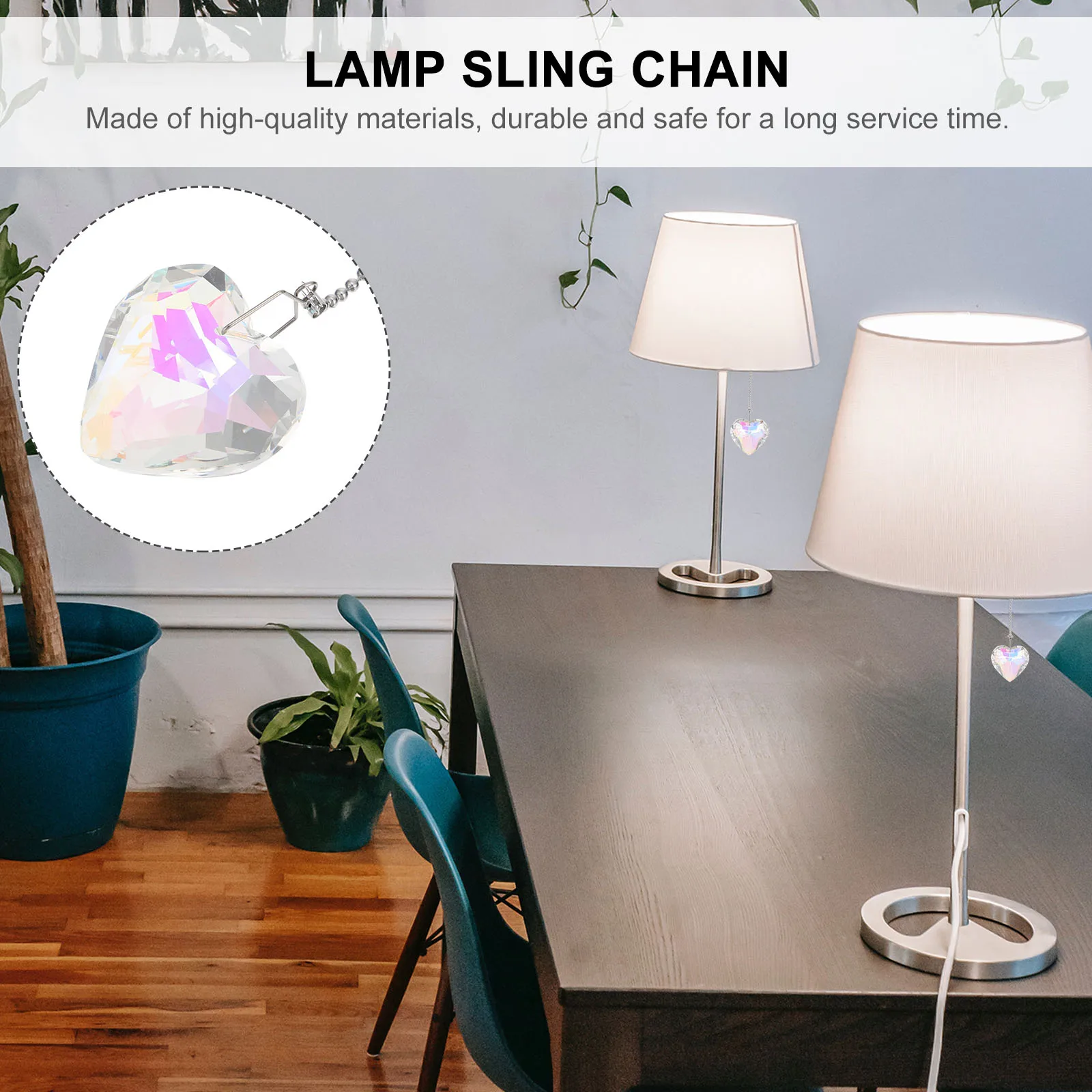

2Pcs Heart Decor Lamp Sling Chain Hanging Crystal Decor Decoration Lamp Sling Chain White Balcony Wedding DIY Projects
