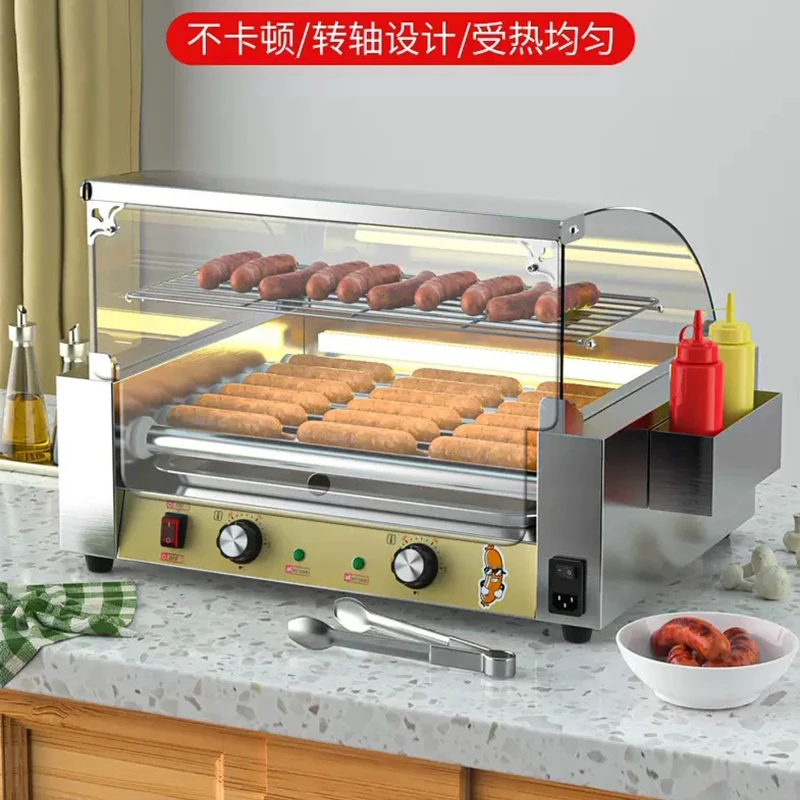 Commercial Hot Dog Grill hine 5 Rollers Stainless Steel High Productivity BBQ for Camping Meat Sausage Snack Maker