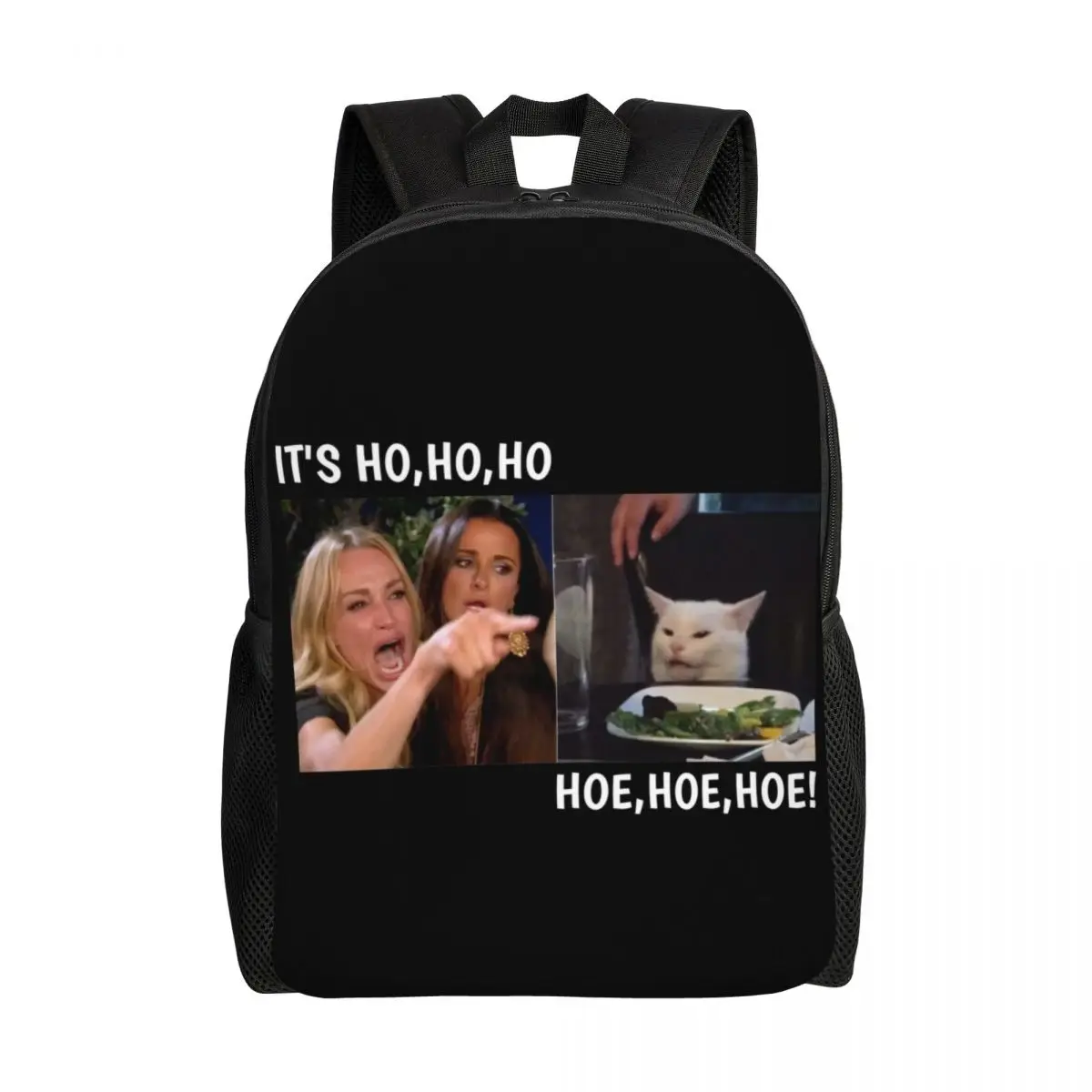 Woman Yelling At Confused Cat Meme Backpacks for Women Men School College Student Bookbag Fits 15 Inch Laptop Bags