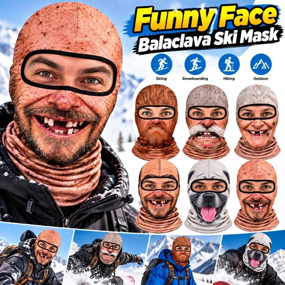 3D Face Print Old Man Balaclava Face Mask Full Coverage Realistic Winter Mask Cover Breathable Windproof Funny Ski Mask 4