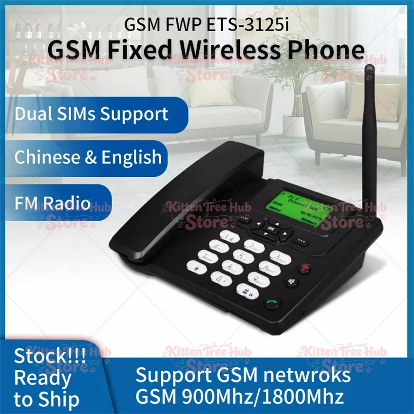 1 Set Cordless Phones With Dual GSM SIM Card SD Card Wireless Fixed Phone Desktop Telephone for Office Home