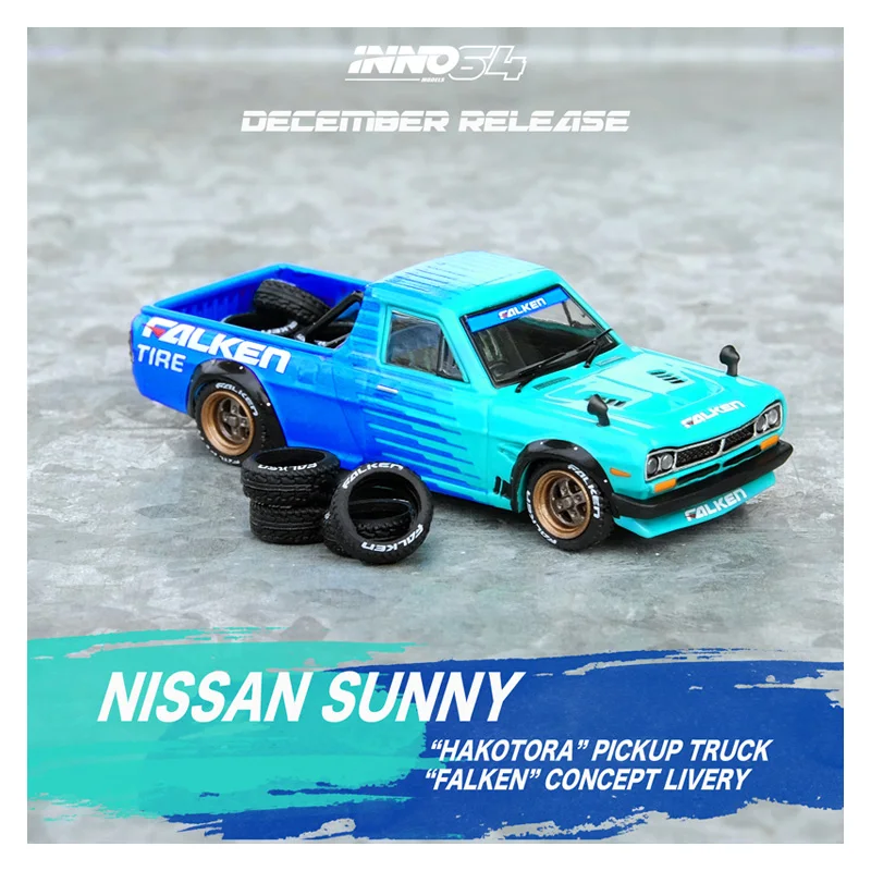 INNO 1:64 Nissan sunny hakotora pickup truck Falken coating Collection of die-cast alloy car decoration model toys