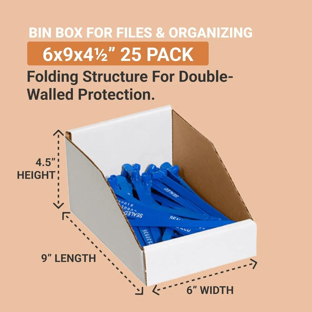 صناديق تخزين من الورق المقوى المموج، 8x9x4.5، أبيض، عبوة من 50 قطعة، مثالية للمستودعات والمرآب والتنظيم المنزلي
