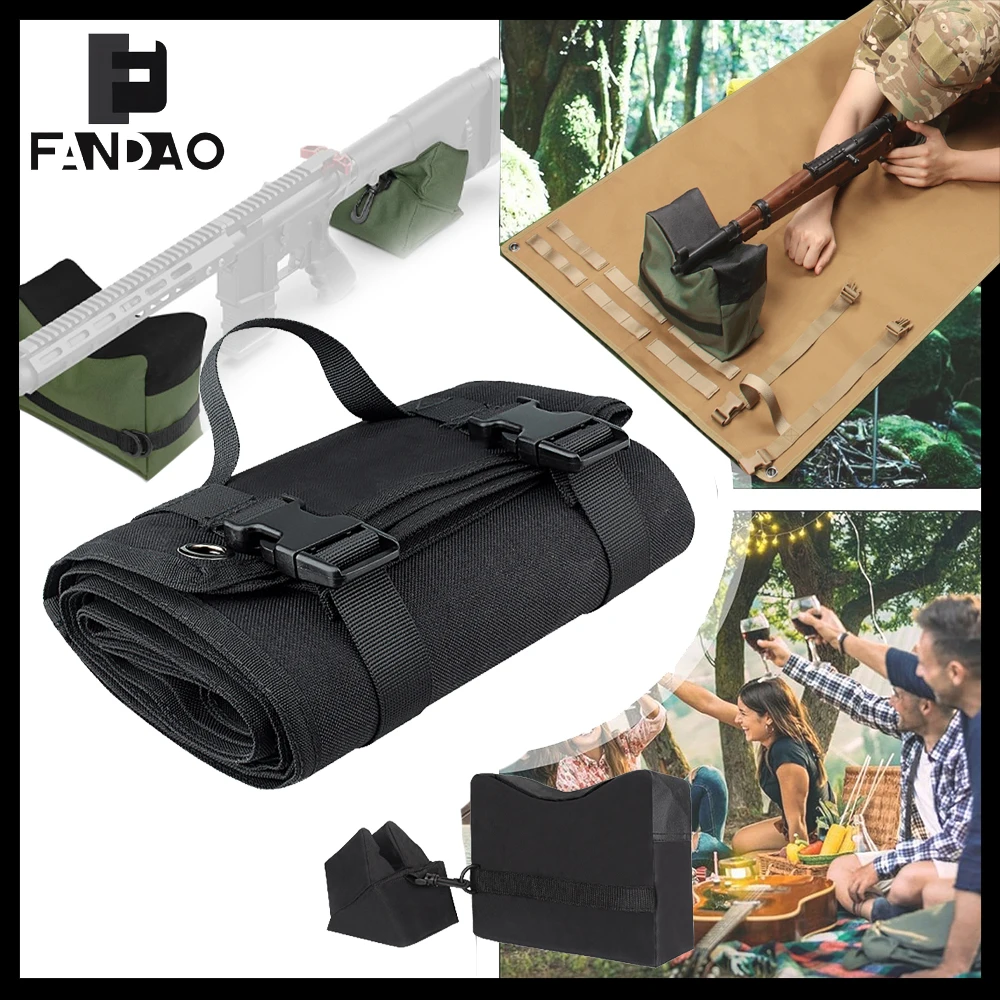 

Tactical Shooting Mat Rest Bags Set Foldable Roll Up Non-Slip Mat Unfilled Front Rear Rest Sandbag for CS Airsoft Rifle Hunting
