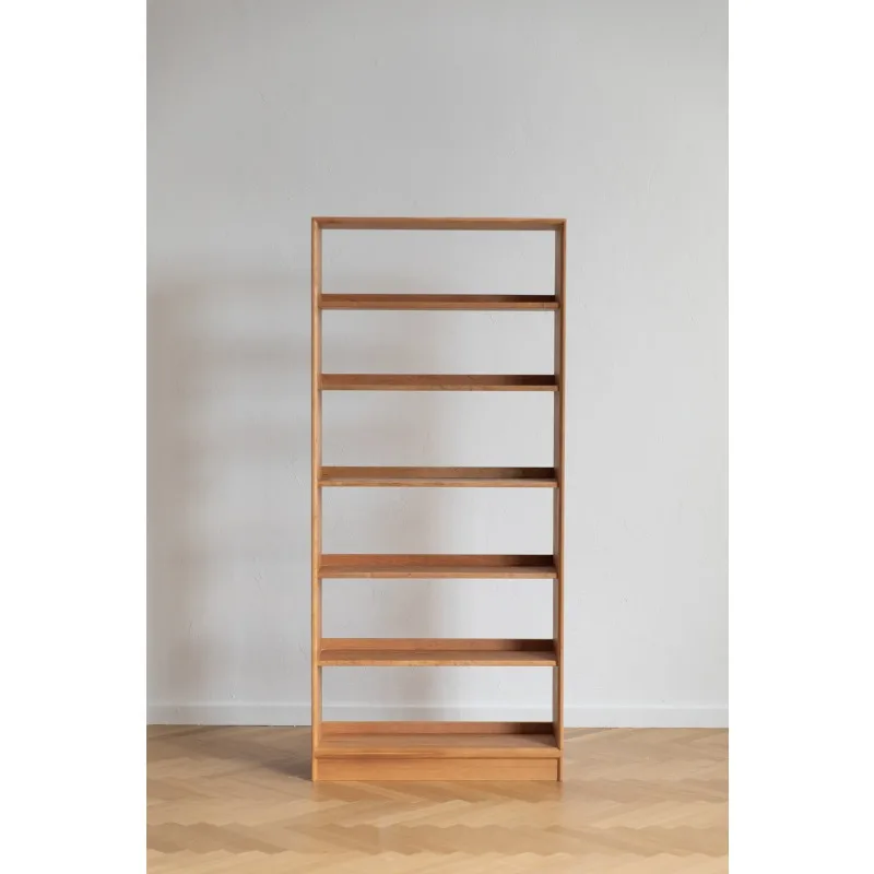 Libreria nordica combinata in legno massello, mensola da pavimento in legno di ciliegio, libreria moderna e semplice da parete