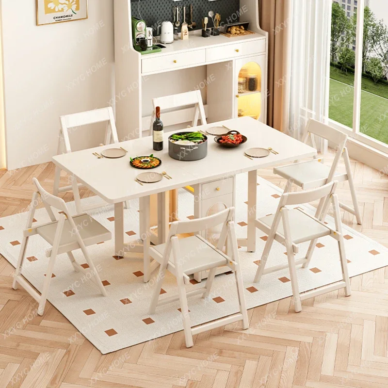 Luxury Simple Dining Table Set With Chair Vintage Modern Folding Table Space Savers  Restaurant Furniture