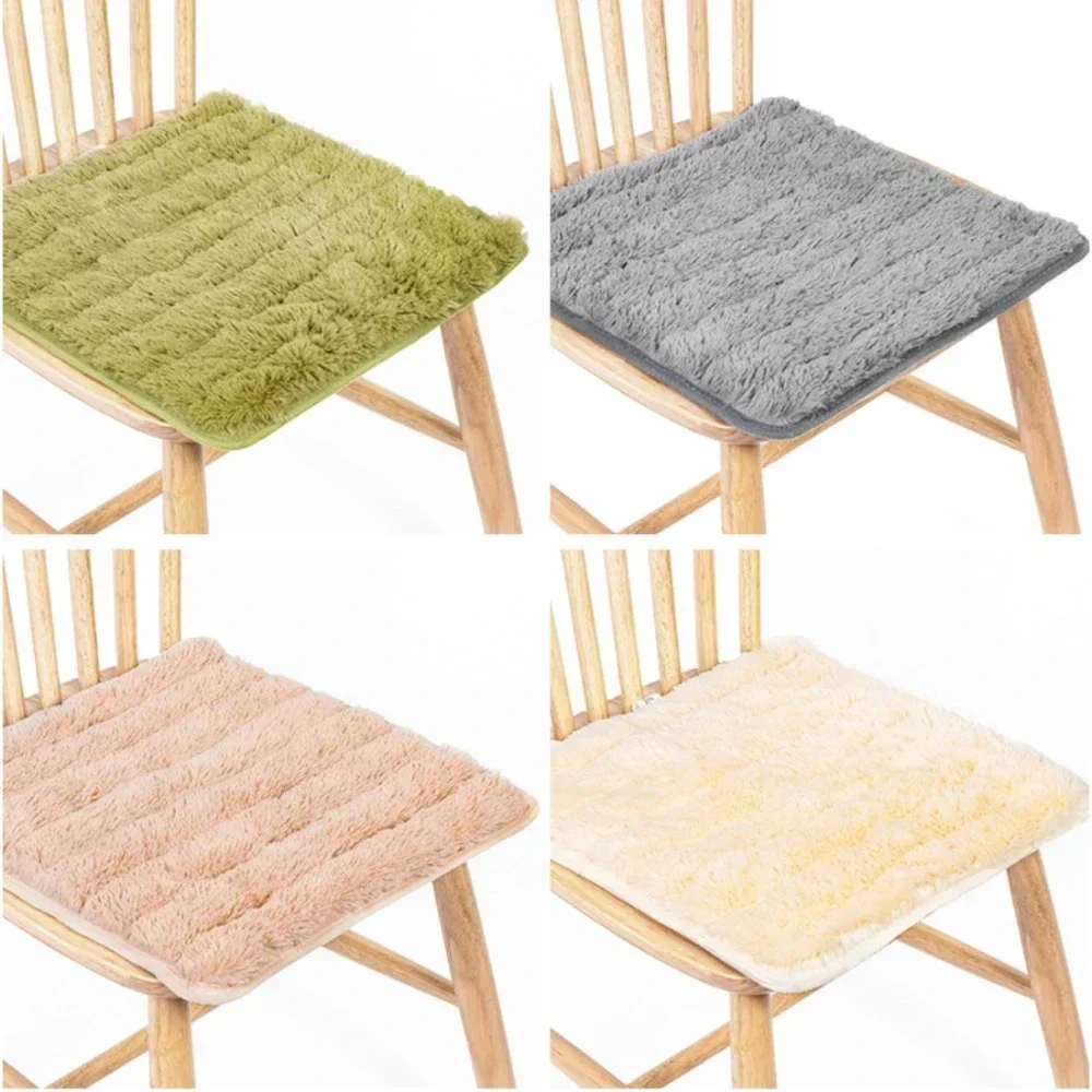 

Solid Color Plush Winter Warm Chair Square Cushion Chair Cushion Fabric Dining Chair Office Seat Cushion 40/45/50cm