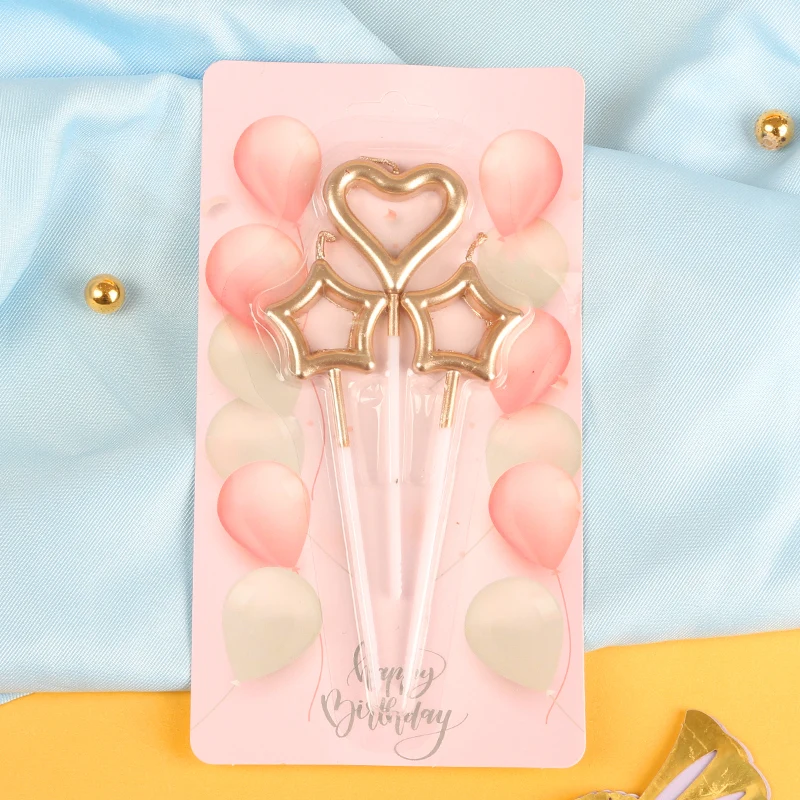 Star Heart Birthday Sparkler Candle Romantic Cake Decoration Birthday Cake Topper For Party Wedding Valentines Day Supplies Tool