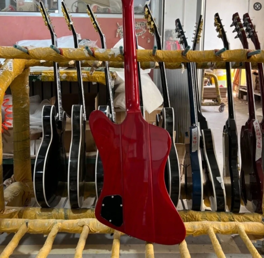 جيتار كهربائي أحمر مع بيك اب H-H، جسم من خشب الكرز، لوح فريتس من خشب الورد، إكسسوارات فضية، هدية عيد الميلاد شحن مجاني