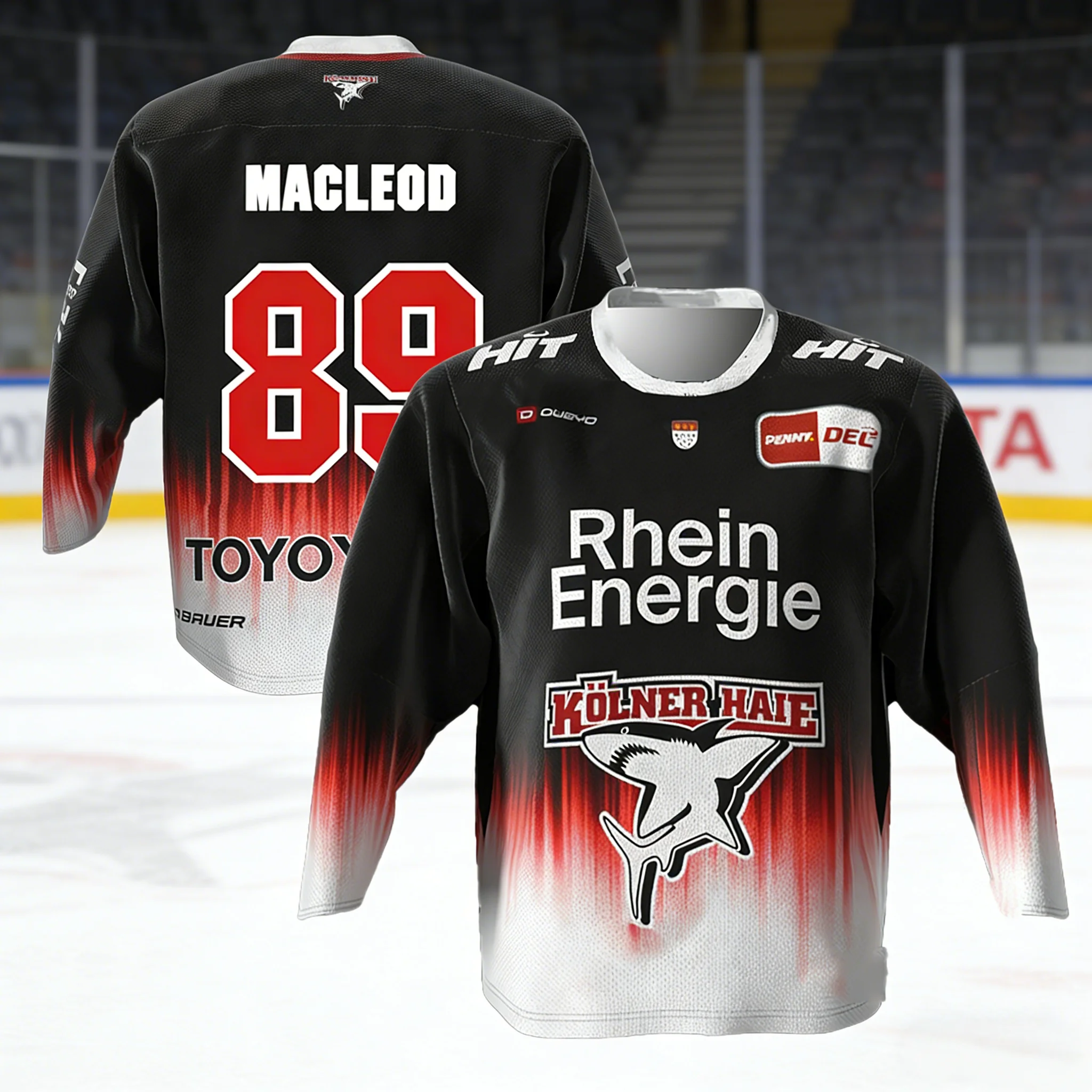 Köln Haier MacLeod #   Camiseta de Hockey sobre Hielo Alemana 3D Impresa con Cuello Redondo y Manga Larga, Modelo 89 Russell 2026 DEL, para Padres e Hijos