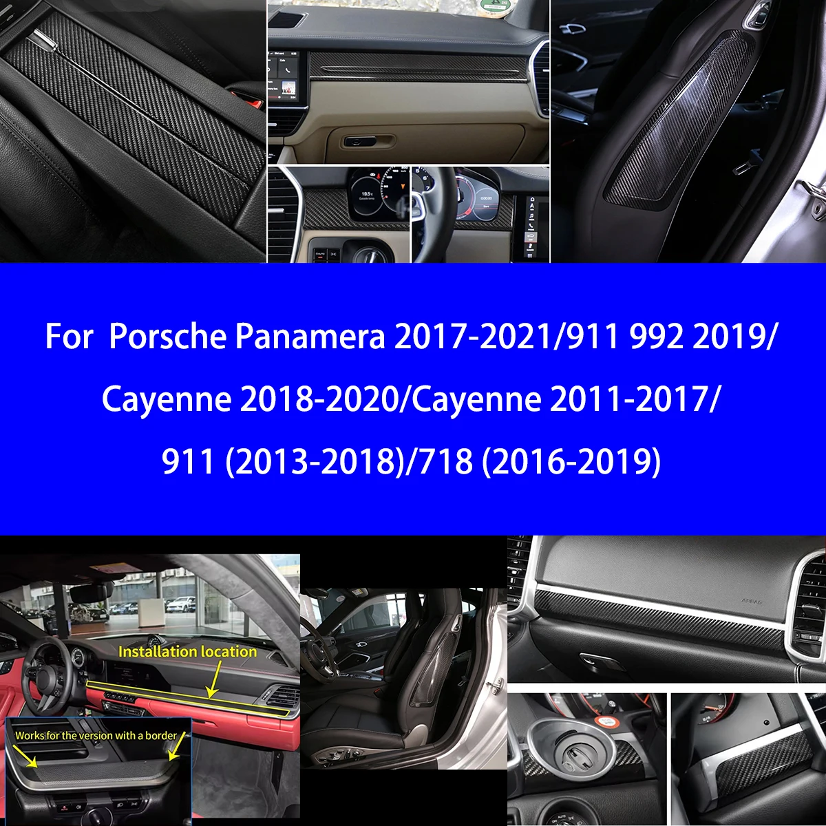 

Suitable for Porsche Panamera/Cayenne/911/718 Dry Carbon Fiber Rear Storage Cover/center Console/seat Side Trim Interior Package