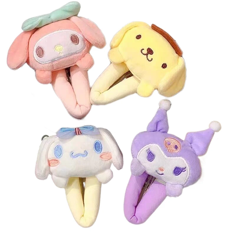 Épingle à cheveux douce Sanurgente My Melody Kuromi Cinnamoroll Butter, pince latérale en peluche, accessoires pour cheveux, cadeau d'anniversaire pour fille