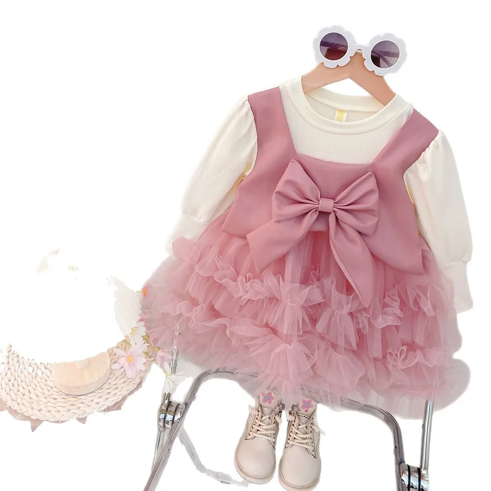 فستان بفيونكة أنيق راقي للفتيات الأطفال ربيع الخريف جديد عصري مريح حلو لطيف شخصية #5