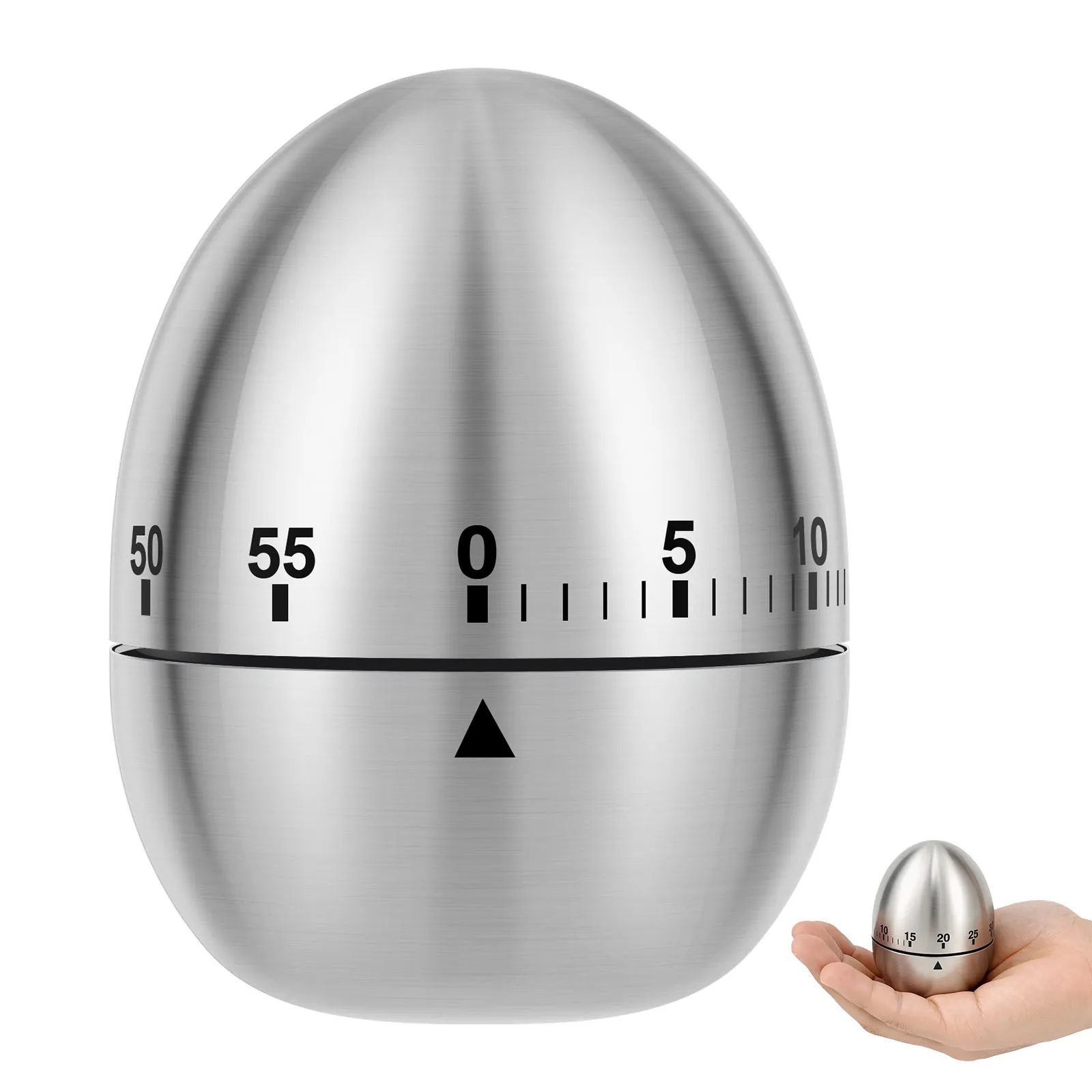 60 Minute Kitchen Timer Stainless Steel Egg Shaped Manual Mechanical Kitchen Timer Countdown Cooking Tool for Baking and Study