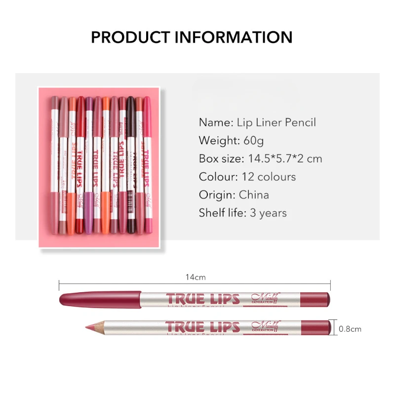 Trucco nuova linea labbra 12 colori misti Eyeliner rossetto penna Set facile da trucco migliora la carnagione cosmetici di bellezza