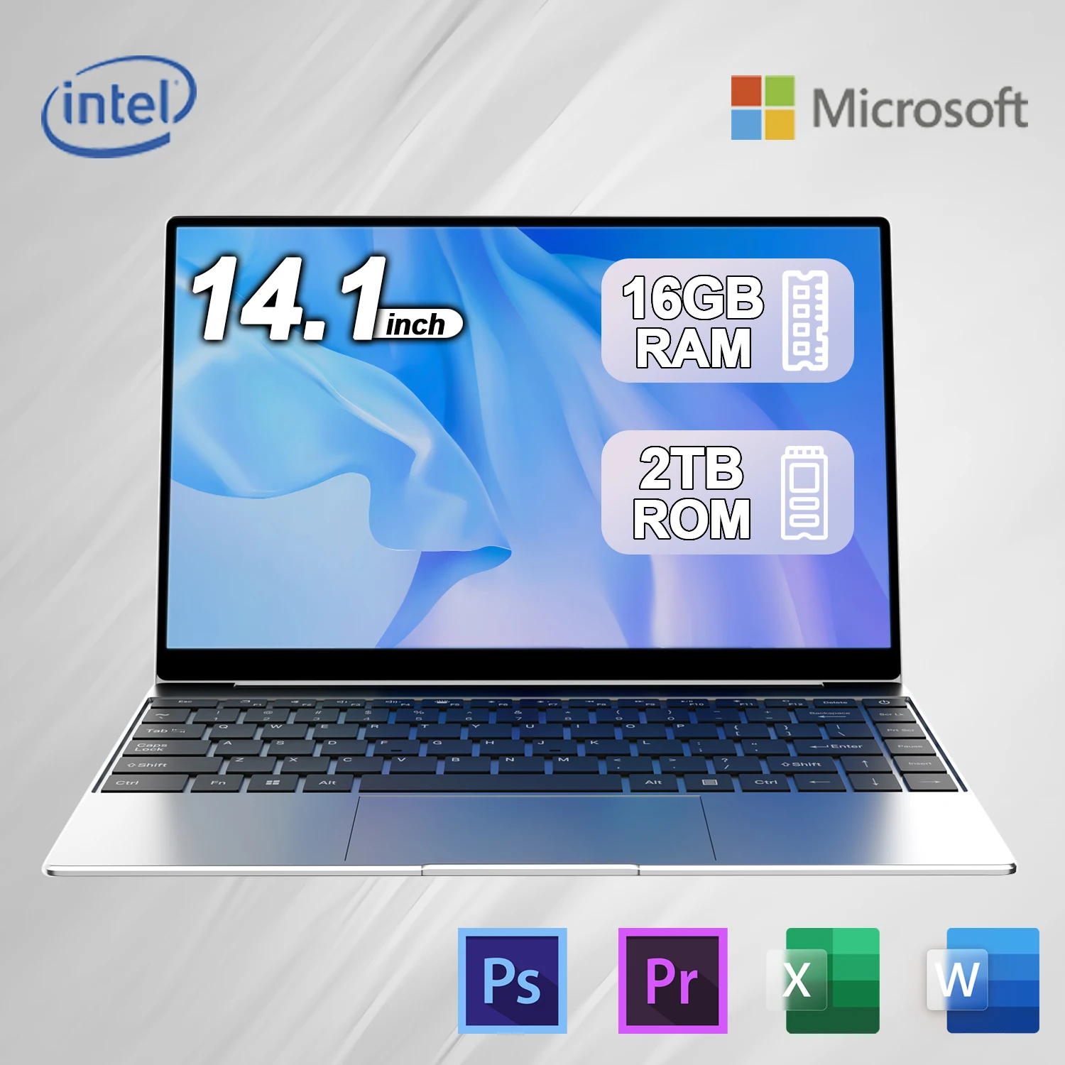 Nouveau ordinateur portable Ultra mince 14.1 "16GB RAM 2 to SSD Intel N3700 PC de jeu 1920*1080 affichage bureau étude ordinateur PC Windows 11 Pro