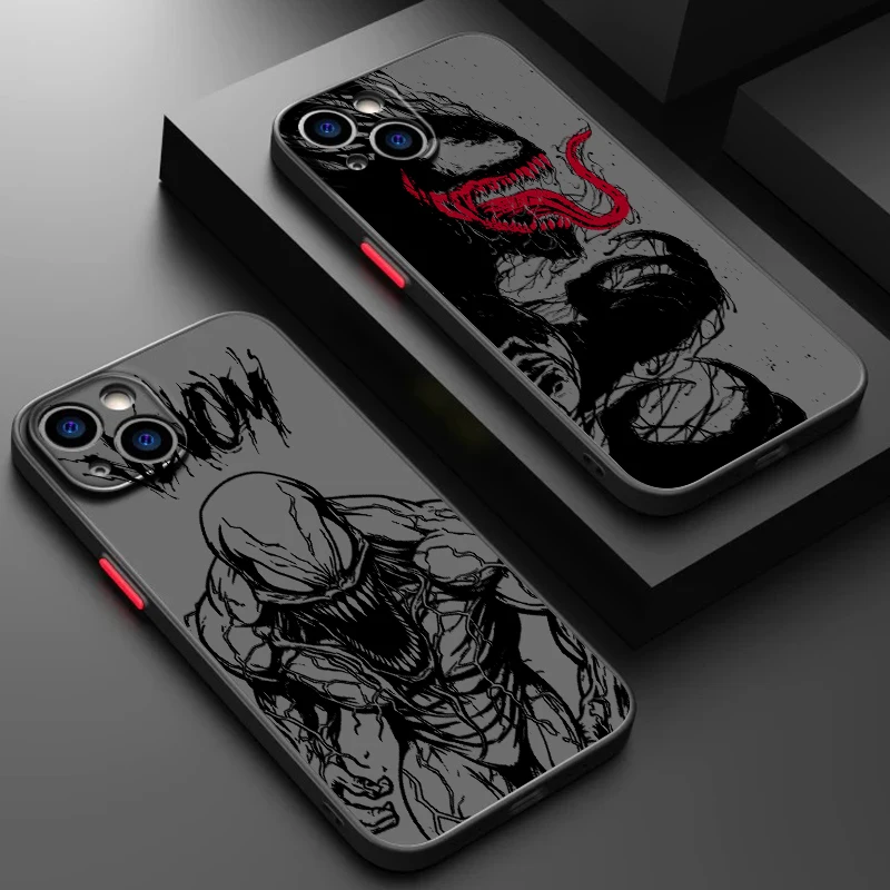 Venom Popular Art Cool Marve Frosted Translucent For Apple iPhone 16 15 14 13 12 11 XS XR X Pro Max Plus Mini Soft Phone Case