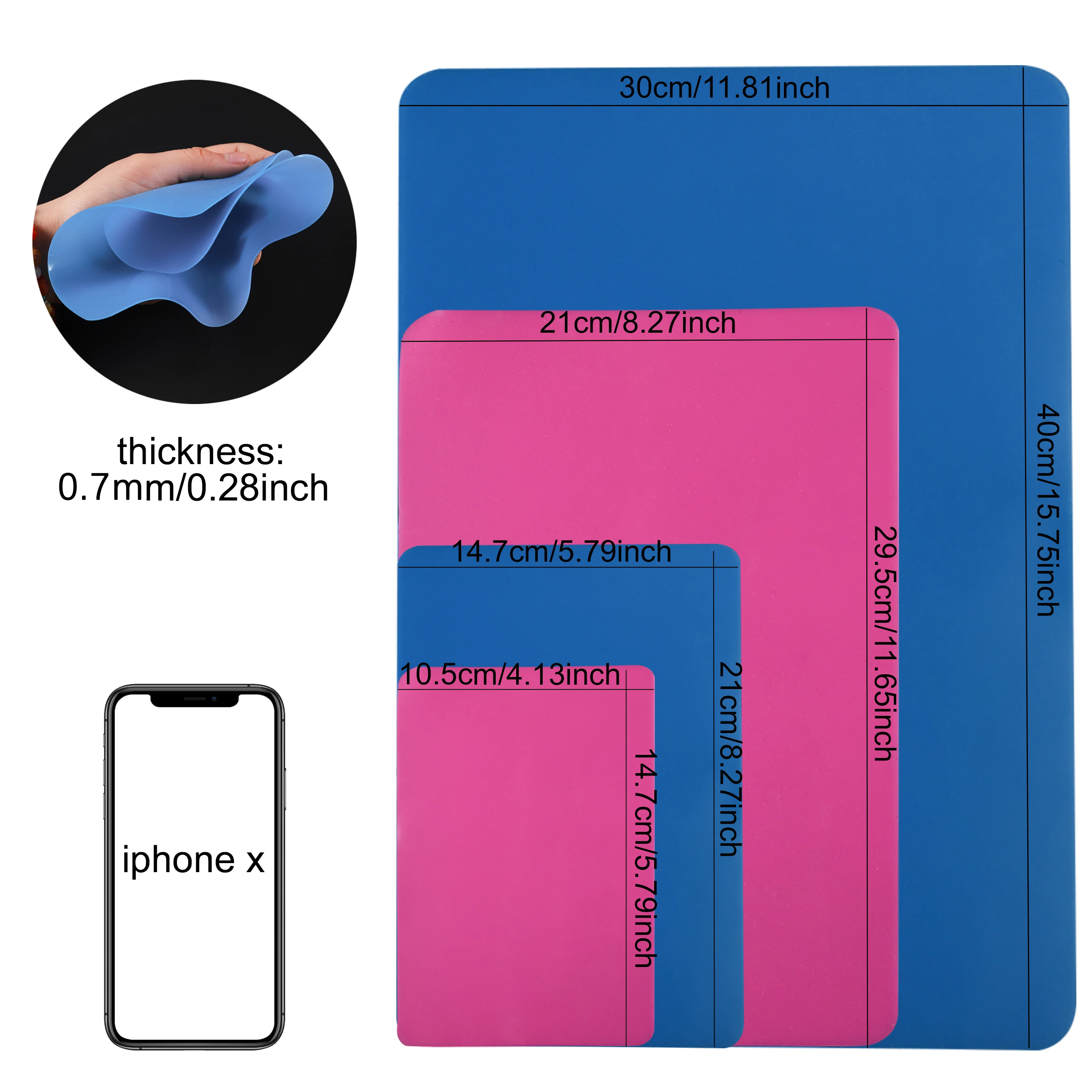 1PCS Safe Silicone Workbenches Epoxy Resin Molds Waterproof Placemat Table Mat For Jewelry Making Supplies Blue&Pink Color