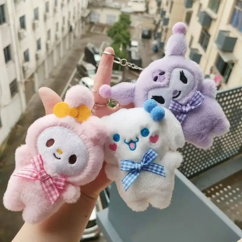 

Мультфильм Kawaii Sanrio KUROMI Cinnamoroll MY MELODY POMPOMOURIN плюшевый рюкзак кулон брелок для девочек подарки на день рождения и Рождество