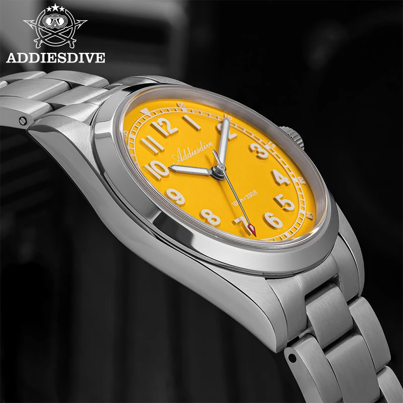 ADDIESDIVE Watch For Men New AD2521 Luxury Sapphire 36mm Quartz Wristwatch AR Coating 100m Waterproof Luminous Ultra-thin Watch