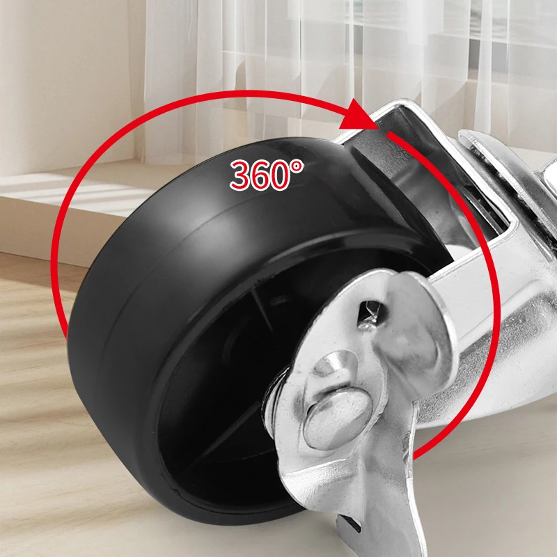 Set Of 4 1-2inch PVC Furniture Casters with Brake Wear Resistant Mute Universal Heavy Trolley Wheels 360 Degrees Swivel Castor