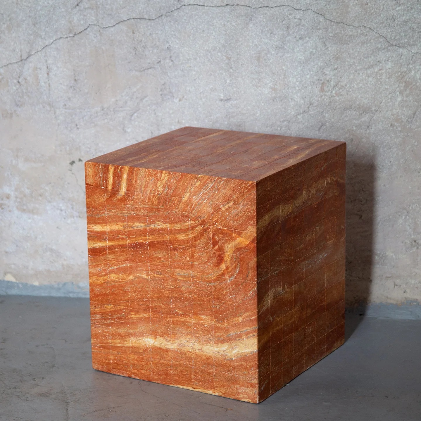 Factory Direct 2026 Nordic creative imitation travertine texture side few B & B apartment living room Rubik's cube sofa coffee t