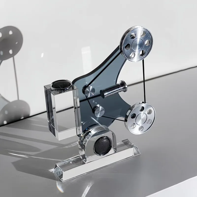 Retro Crystal Movie Projector Figurine, Luxury Desktop Decoration for Living Room Study Office Shelf