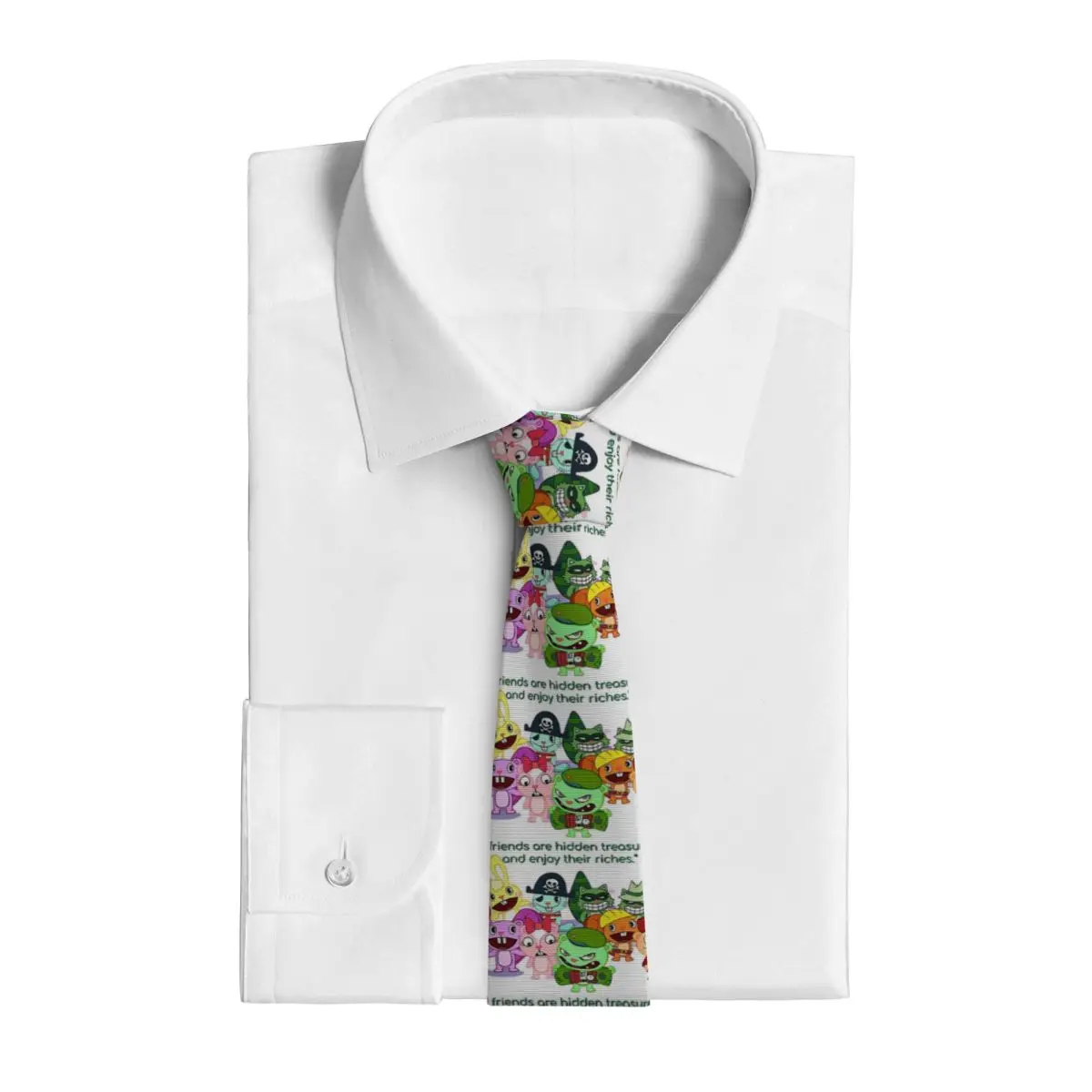 Happy Tree Friends Family Necktie for Men Silk Polyester Slim Neck Ties Wedding Accessories Tie Casual Gravatas