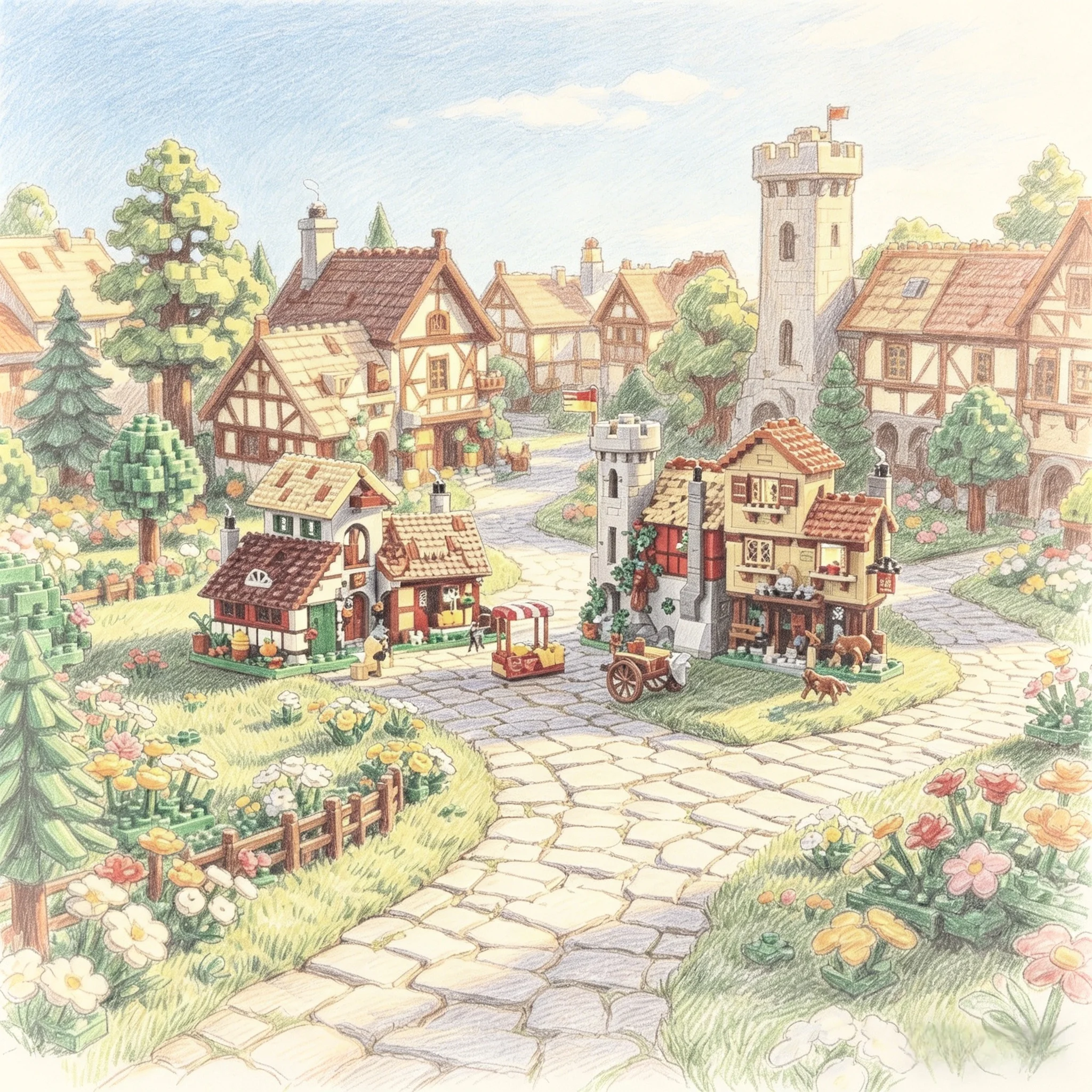 

2026 hot spot party town square castle town village manor assembled building blocks holiday gift collectible building blocks