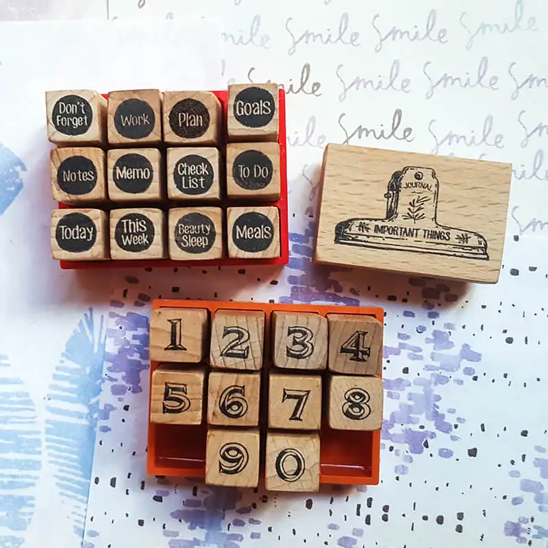 Mini Stamp Scrapbooking Daily Life Journaling Supplies Tiny Cute Wooden Stamps