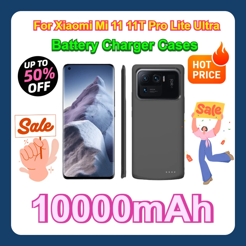 For Xiaomi Mi 11 11T Pro Lite Ultra Power Bank Battery Charging Cover 보조배데리 Battery Charger Cases 10000mAh