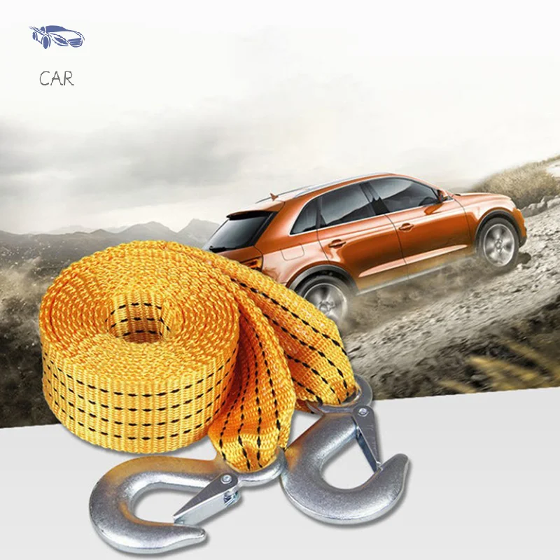 

Heavy Duty Car Tow Rope Strap Belt High Strength Nylon Strap with Strong Metal Hook Towing Cable for Trailer