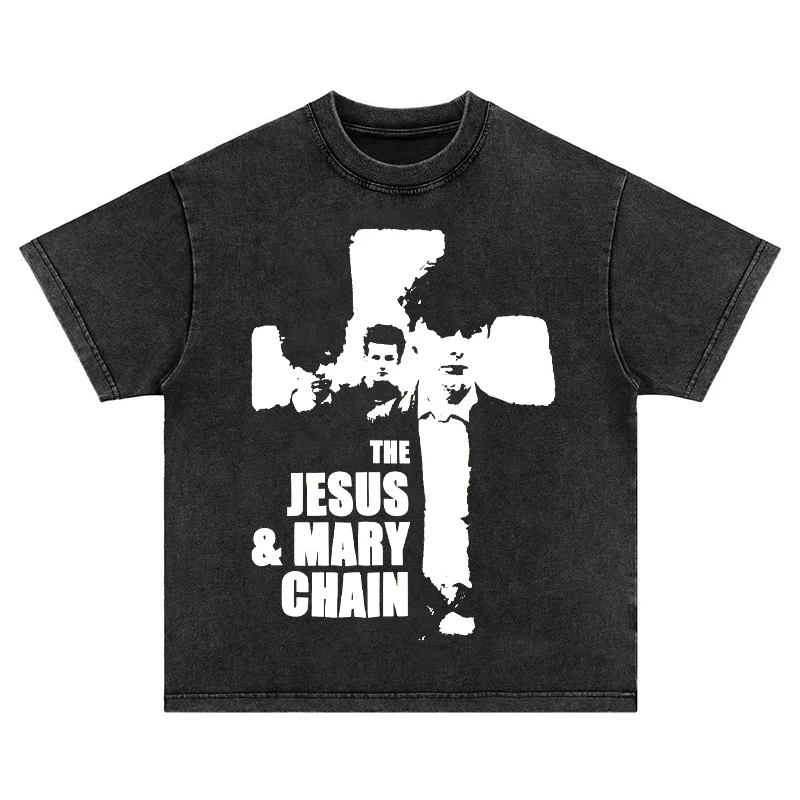 

2025 JAMC Rock Retro Band Washed To Make Old Vintage Heavy Cotton Long Short-sleeved Men's and Women's T-shirts Ins Y2k