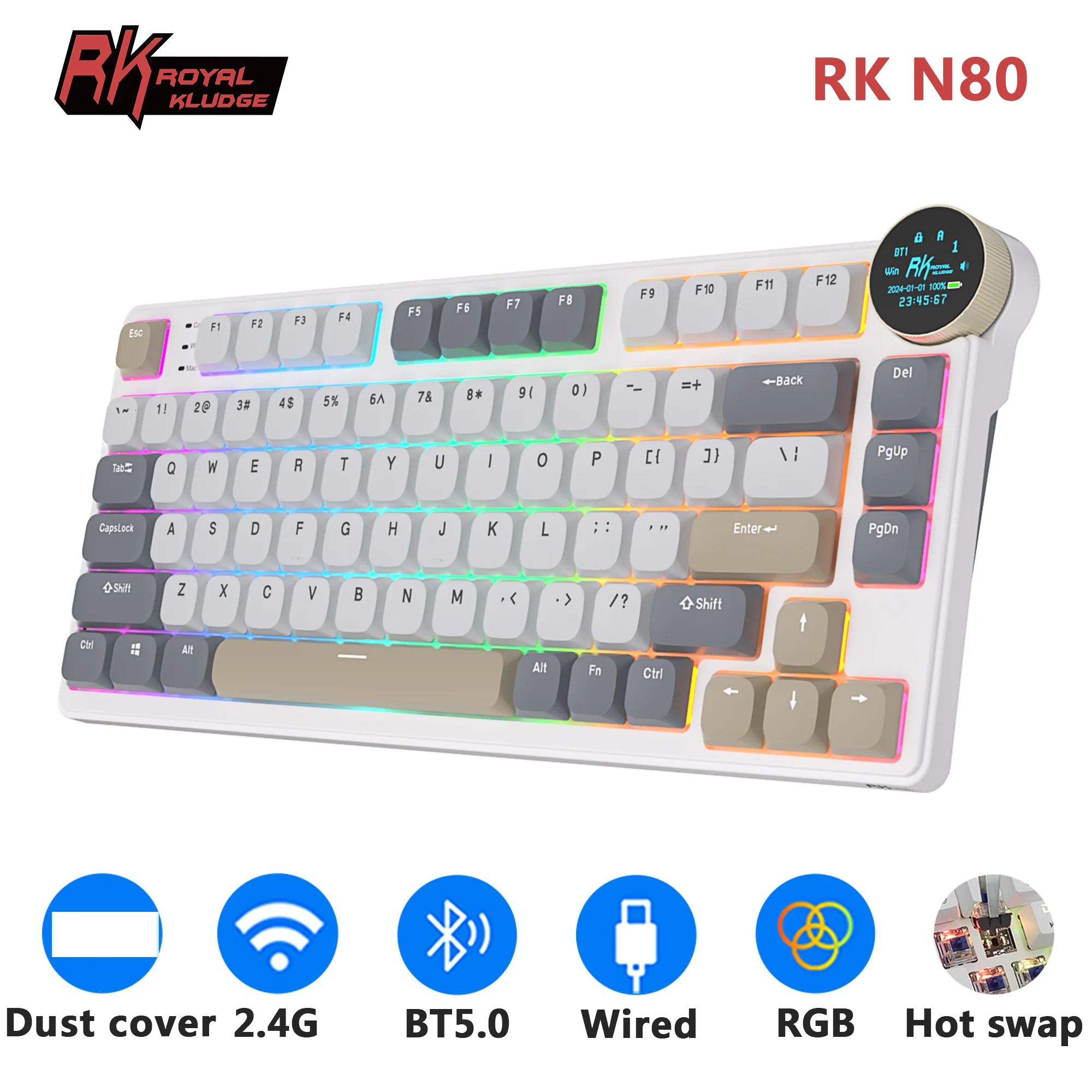 Royal Kludge RK N80 Wireless Low Profile RGB Mechanical Keyboard