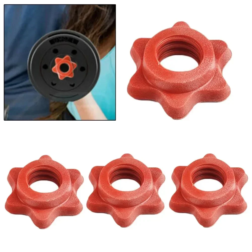 Barbell Dumbbell Nut Check Clips Nut Plastic Red Screw Spin Spinlock 25mm(1") Bar Collars Dumbbell New Useful