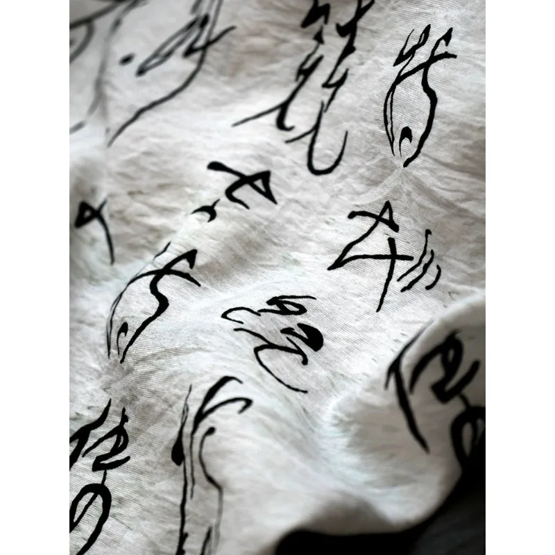 Imagem -02 - Caoshu-caracteres Chineses Tecido Hanfu Designer Tecido Texto Chinês Artista Retro Branco Novo