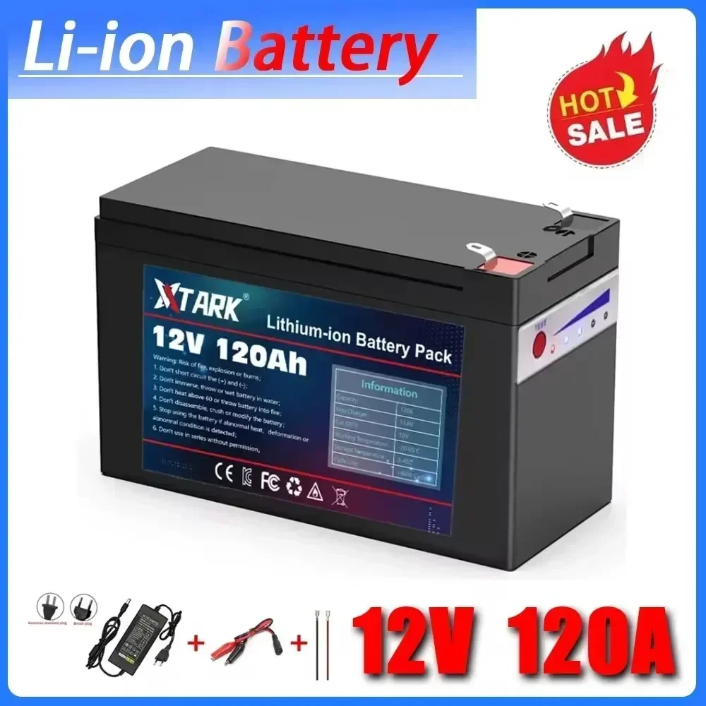 

2024 Upgraded LiFePO4 Lithium Battery 12V 120Ah Portable Rechargeable Battery Built-in Power display Port Charging