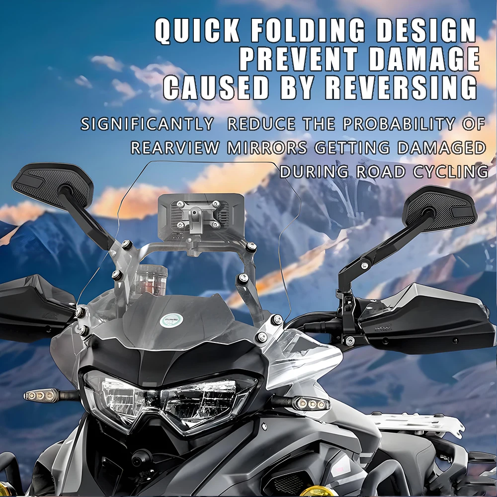Carbon Fiber Aluminum Alloy Rotatable Rearview Mirrors For Benelli TRK 502/X 702/X 902/X  Motorcycle Mirrors