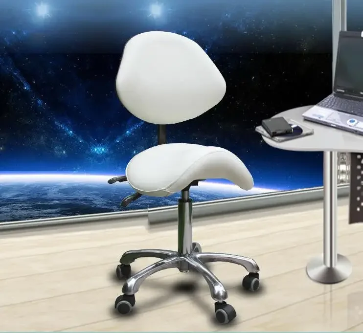 Ergonomic Swivel Dental Chair Saddle Doctor's Stool Adjustable Backrest Leather Dentist Spa Rolling Chair Beauty Salon Clinic